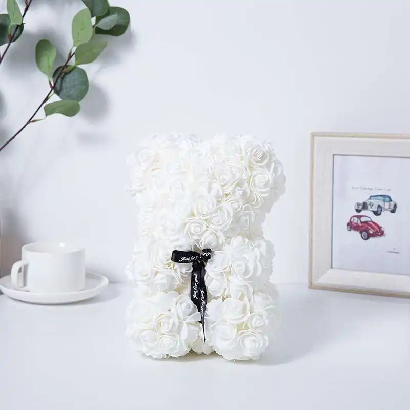 Romantic Valentine's Day Creative Eternal Flower Rose Bear Christmas Gift Rose Bear Hug Bear Wedding Flower Decoration Gift