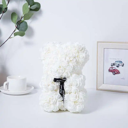 Romantic Valentine's Day Creative Eternal Flower Rose Bear Christmas Gift Rose Bear Hug Bear Wedding Flower Decoration Gift