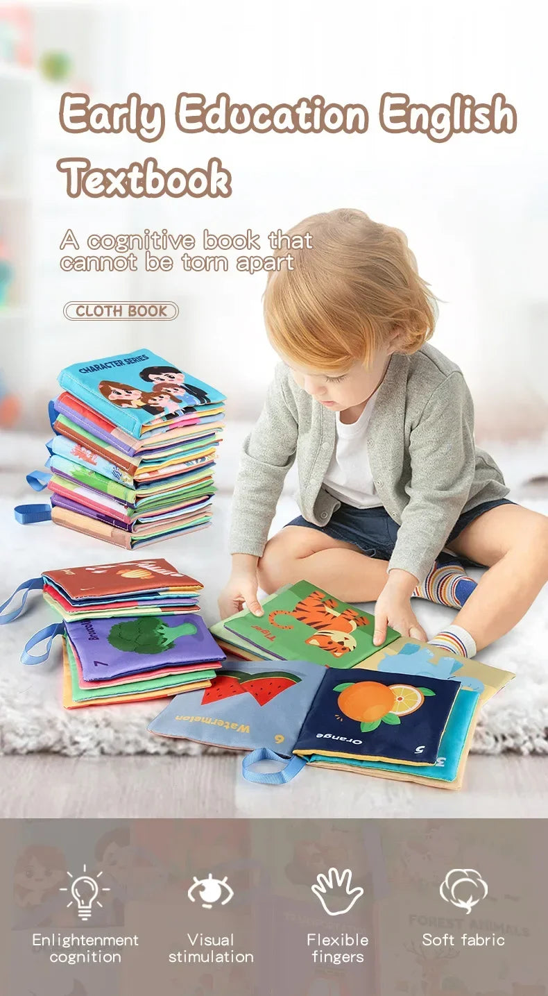 Cloth Book for Early Education Toys 4-page 8-sided English Palm Book Books for Kids Manga Book English for Child Kids