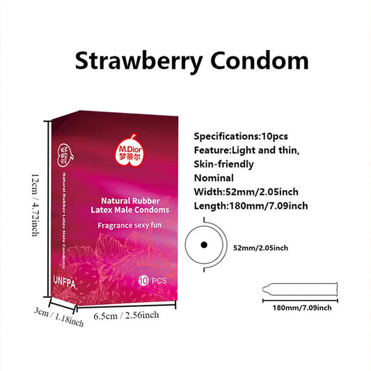 10PCS fruit flavored condoms, safe sex lubricant condoms, male condom, strawberry flavored sexy condoms