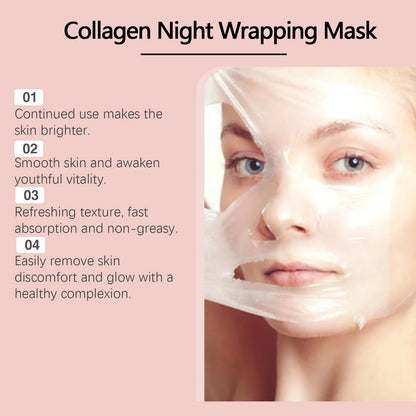 Collagen Peel-off Mask Deep Hydrating Fade Fine Lines Firming Shrink Pores Brightening Overnight Wrapping Mask Face Skin Care