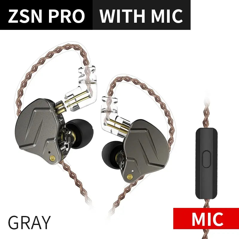 KZ ZSN PRO 1BA 1DD Hybrid Drive In Ear Earphones HIFI Metal Bass Earbud Sport Music Headset Replaceable