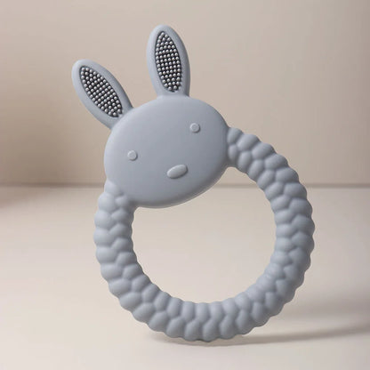 Cute Baby Rabbit Baby Toy Food Grade Safe Silicone Toothbrush bunny Teether Toy Teething Set