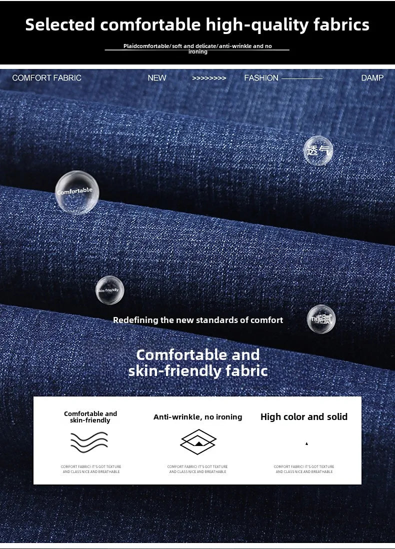 Men Light Luxury Elastic force loose Fit Pants Comfortable Soft Business Fashion ventilate Casual Denim Trousers Male Clothing