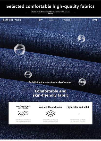 Men Light Luxury Elastic force loose Fit Pants Comfortable Soft Business Fashion ventilate Casual Denim Trousers Male Clothing