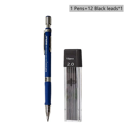 Mechanical Pencil Set 2.0 mm with 2B Black/Colors Lead Refill For Writing Sketching Art Drawing Painting School Automatic Pencil