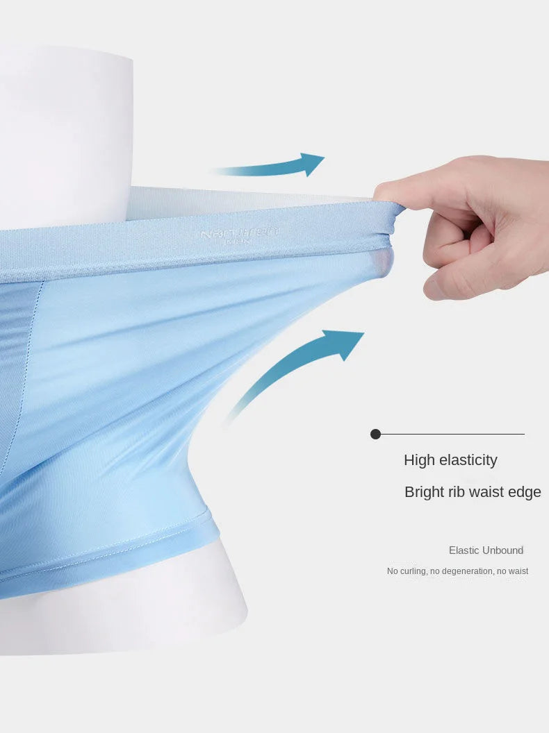 4pcs Boxer Shorts Men's Ice Silk Underwear Cool Underpants Breathable Sexy Thin Panties U Convex Lingerie Wholesale Lots L-6XL