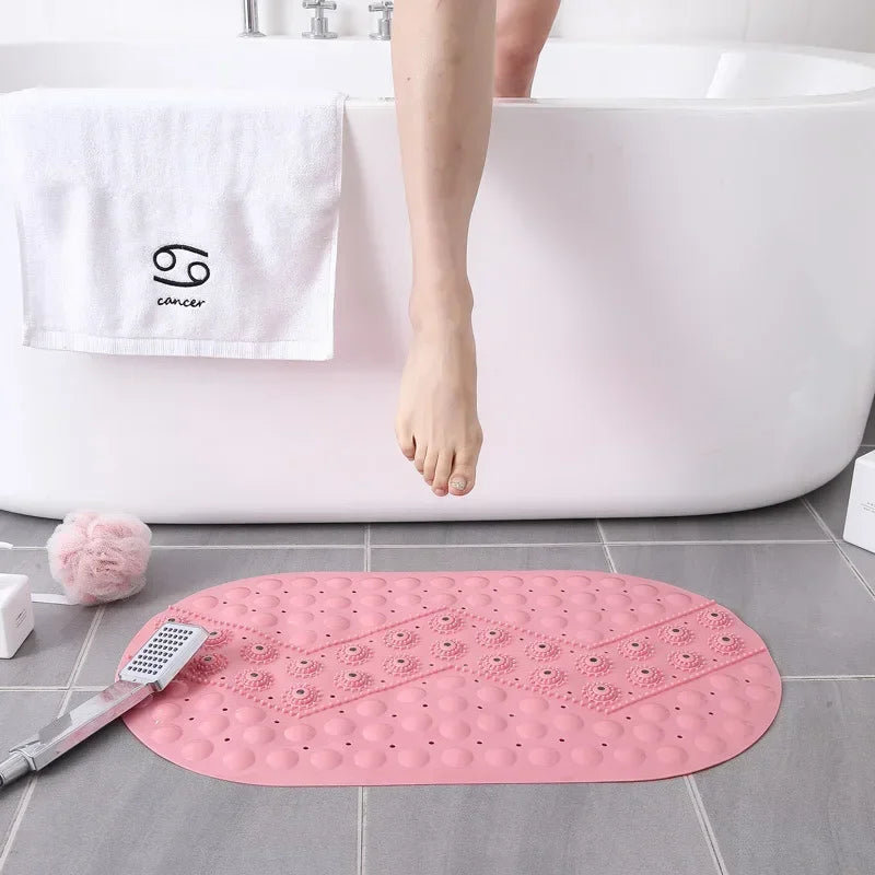 Bathroom Floor Mat, Bedroom Floor Mat, Shower Mat, Non - slip Absorbent Carpet, Oval Plain Water Drop PVC Rug