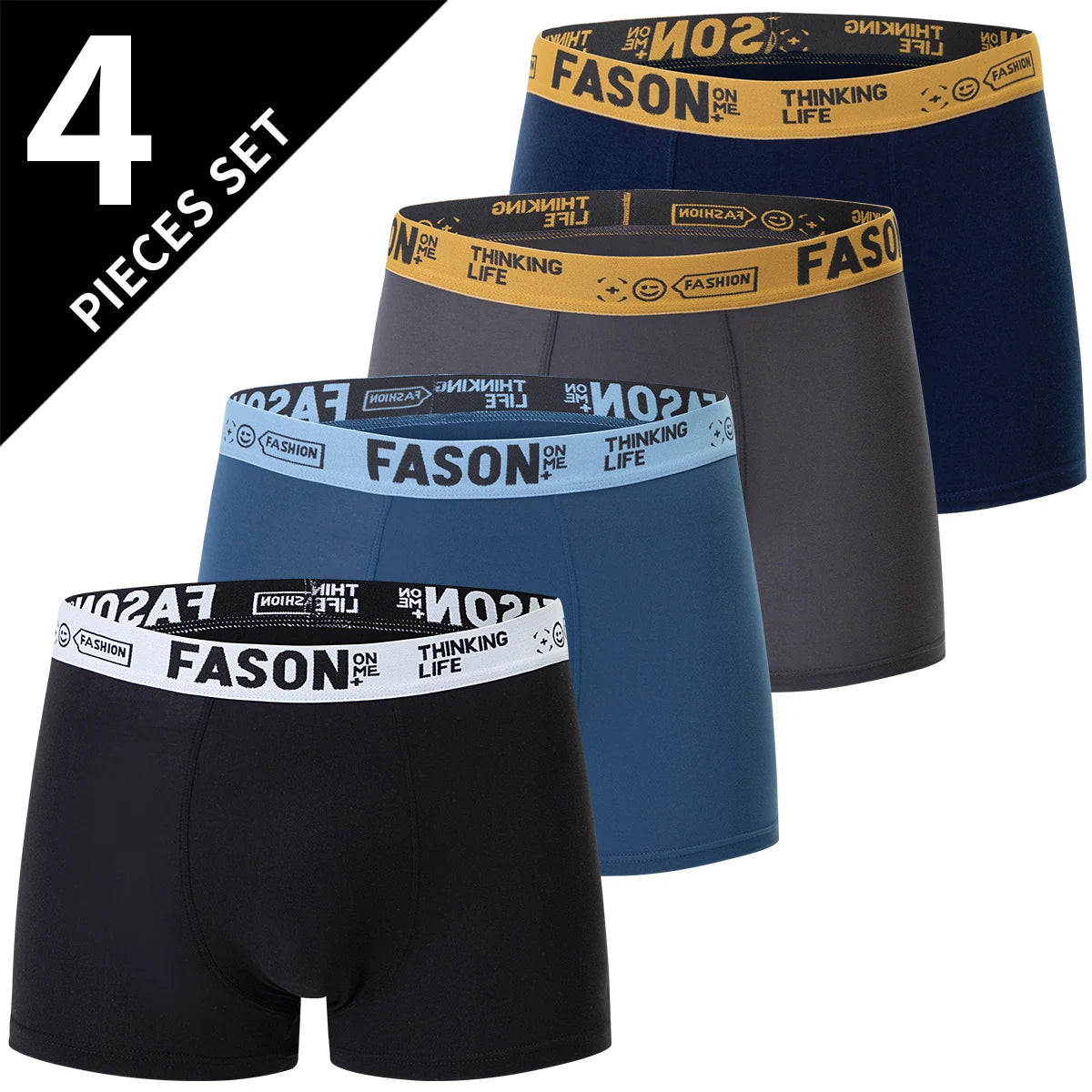 4/10 Pack Teenagers To Adults Parent-child Boyshort Simple Fashion Multi-size Shorts Men's Comfortable Underwear Elastic Waist P