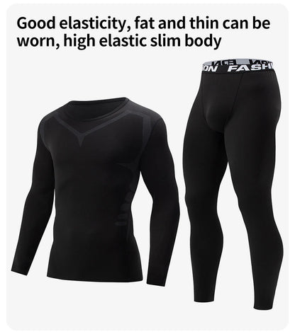 2 Pcs Spring And Autumn Men's Long-sleeved Trousers Sports Suit Fitness Running Jogging Bottoming Clothes License To Train Pants