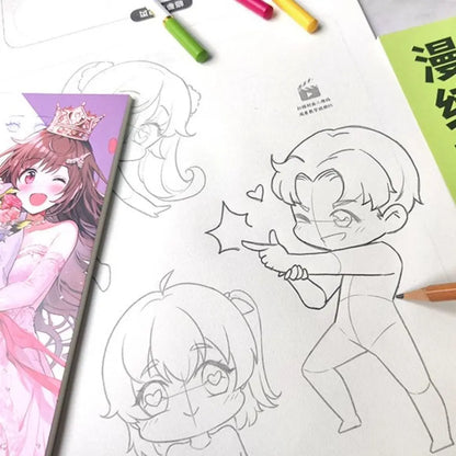 Comics Girl Boy Comics Hand Drawn Tutorial Book Studying Novice Zero Basic Line Draft Practice Book Drawing Copy Book Learning