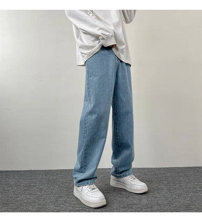 2025 New Men's Jeans | Korean Euro US Style | Straight & Wide Leg Denim Pants | Trendy Solid Color & Black Design