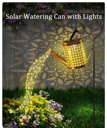 1pc Solar Watering Can with Lights Outdoor Solar Garden Lights Decro Solar Lights Waterproof Hanging Lantern for Yard Patio