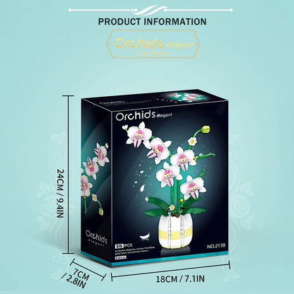 Building Blocks Orchid Flowers Bouquet Flower Blocks Bonsai Plant Model Bricks Romantic DIY Home Decoration Toy for Kids Gift