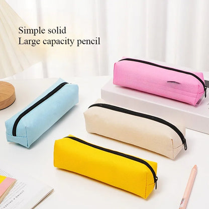 1pc Small Solid Color Simple Zipper  Pencil Case Mini Pen Bags Stationery for School Office Suppliers