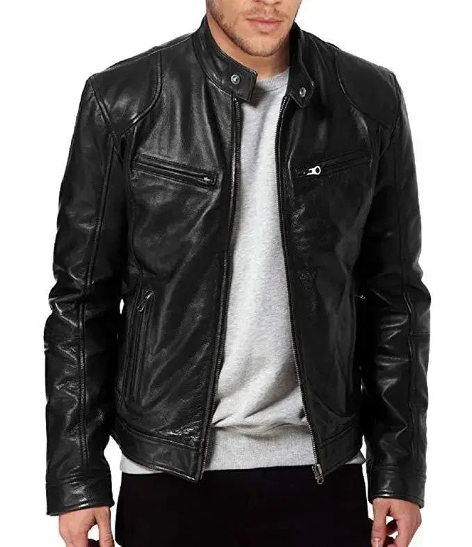2025 PU Leather Men's Casual Jacket - Motorcycle European Style