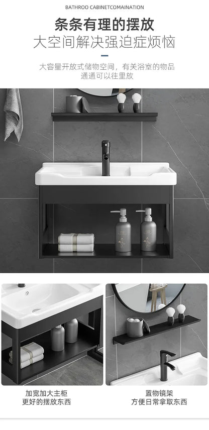 Bathroom Vanity with Sink Toilet Simple Small Apartment Household Wall-mounted Storage Balcony Washbasin Cabinet with Mirror