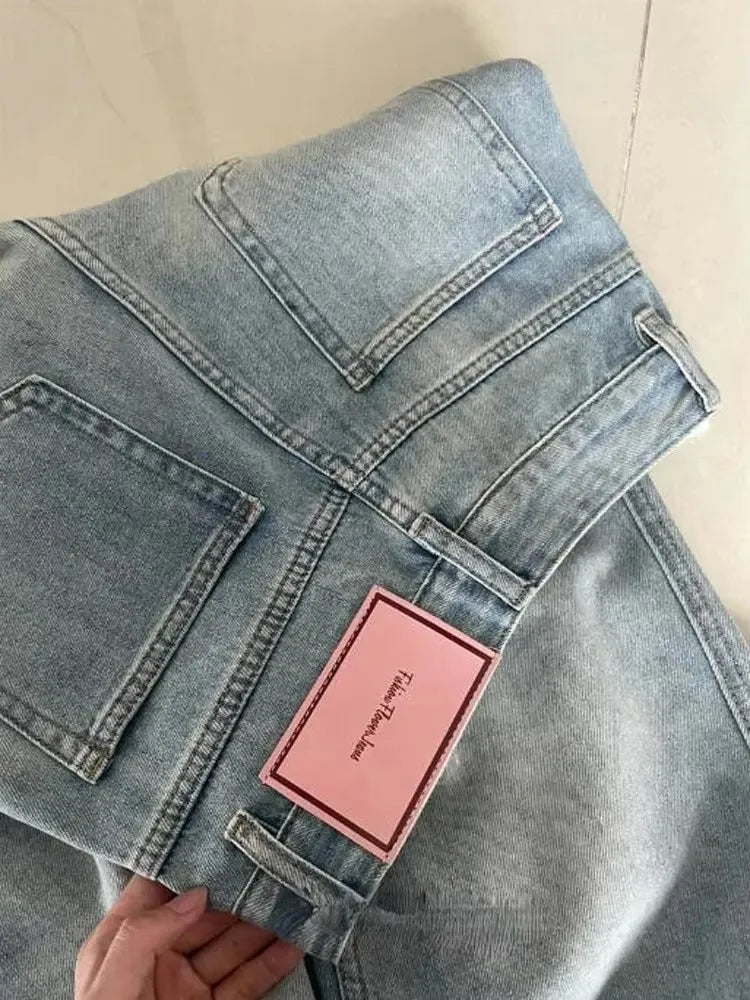 Mulheres perna larga calças de brim baggy senhora vintage y2k punk cintura baixa solta calças jeans streetwear moda lixo longo s
