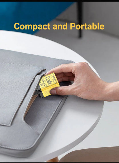 EU/US Plug PD65W GaN Fast Charger with Type-C and USB-A Interface Universal Dual Port Wall Charger Plug for Phones/Pads/Laptops