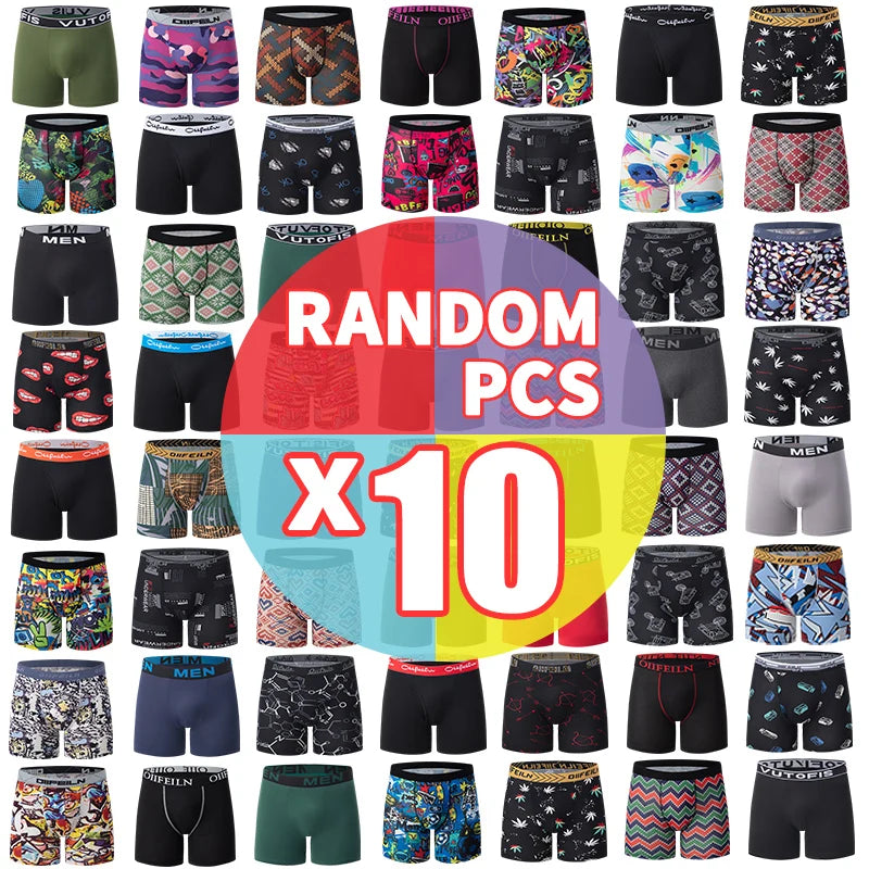 4/5 /10 Pcs Fashionable Men's Long Underwear Casual Boyshort Youth Sports Shorts Comfortable Breathable Stretch Shorts Underwear