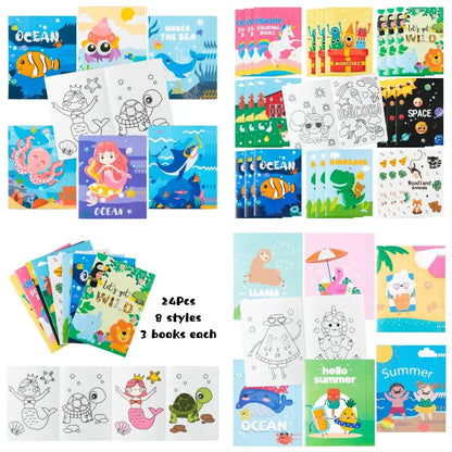 24pcs Coloring Books Colouring Pages Bulk Ocean Colorful Drawing DIY Art Doodle Painting Learning Color Booklet Arts Beginners