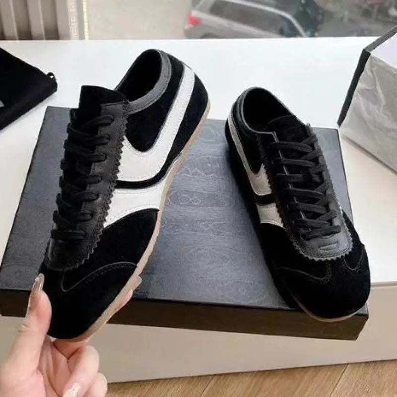 Shoes for Women 2025 Spring Autumn New Genuine Leather Ladies Moral Training Vulcanized shoes Retro Casual Flat Women's Sneakers