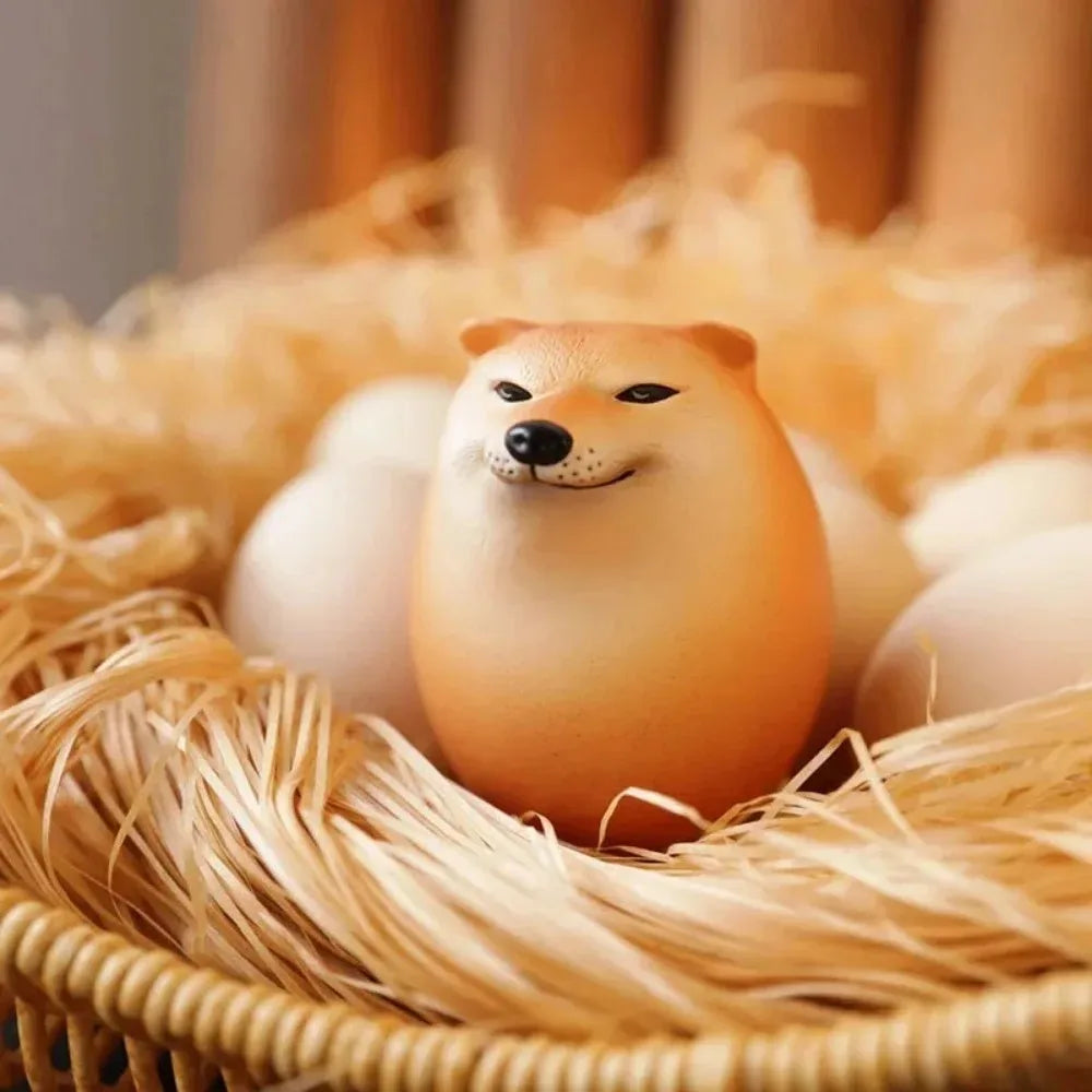 2025NEWCreative Shiba Inu Realistic Egg Shape PVC Desk Decor Dog & Egg Union Decorations For Home Offices Fun Christmas Gifts