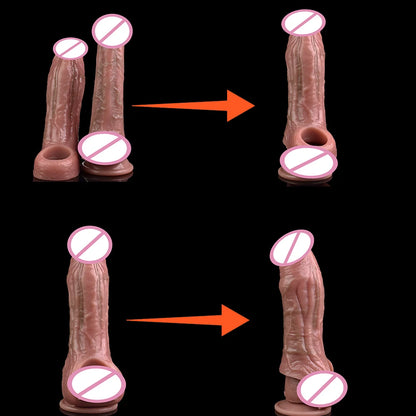 SXXY Silicone Penis Sleeve For Cock Enlargement Lengthen Men Reusable Condom Penis Ring Delayed Ejaculation