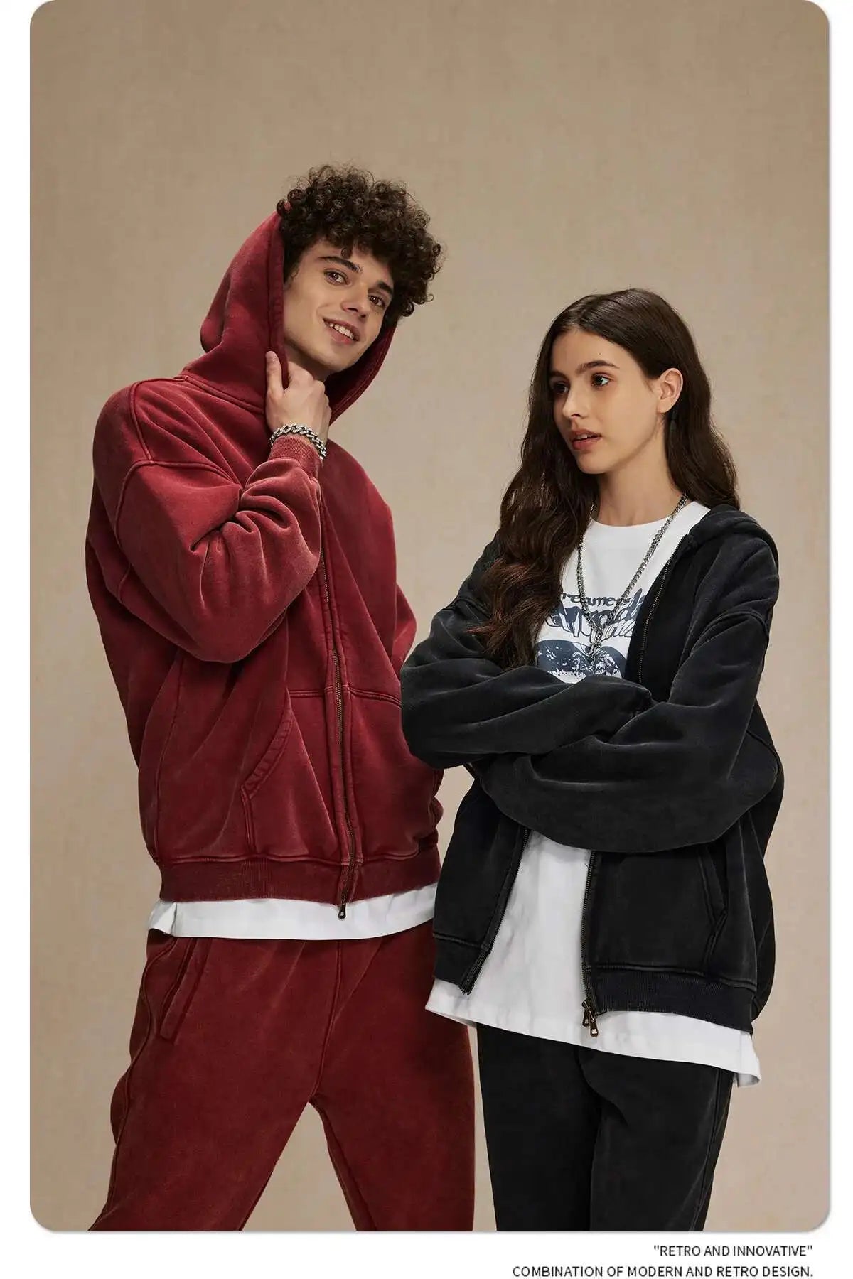 IEFB Men's Wear Wax Printing Vintage Male Hoodies Oversized Loose Zipper Water Washed Plush Sweatshirt Trendy New 9C9349