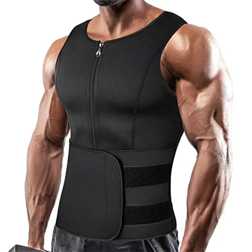 Men's Compression Sweat Sauna Vest New Slimming Suit For Students Waist Belts Body Shaper Tank Top For Workout Fitness Gym