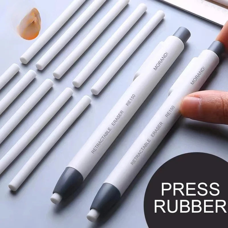Press Retractable Pencil Eraser Correction Supplies Pen Style Pencil Rubber Writing School Supplies Stationery