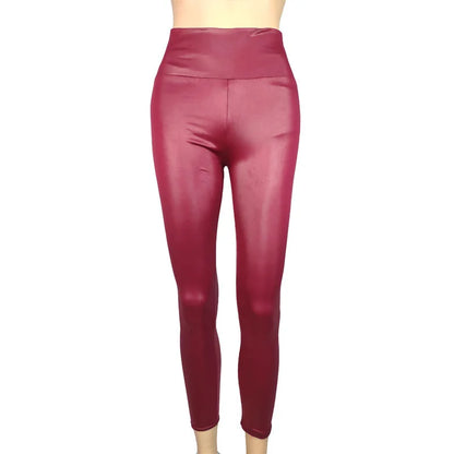 Autumn And Winter New Season Wearable Women's Tight Pants With High Waist And Sexy Faux Leather Texture Long Pants With Leggings