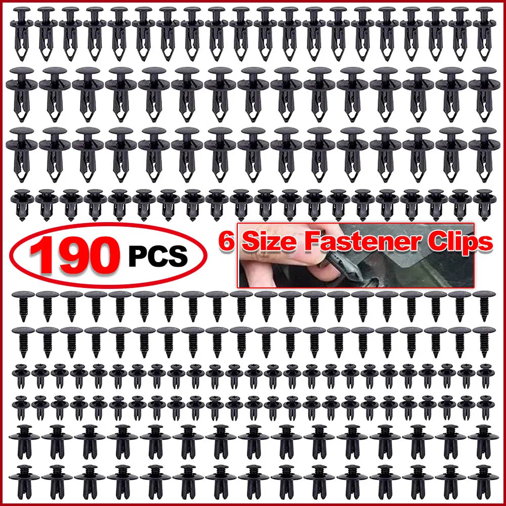 190 Pcs Car Retainer Clips 6 Sizes Auto Push Pin Rivets Clip Fasteners Push Retainer Set Car Interior Bumper Clips