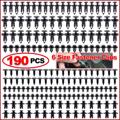 190 Pcs Car Retainer Clips 6 Sizes Auto Push Pin Rivets Clip Fasteners Push Retainer Set Car Interior Bumper Clips