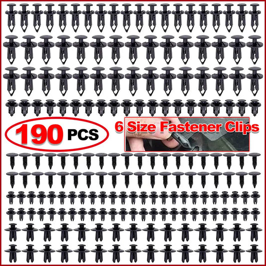 190 Pcs Car Retainer Clips 6 Sizes Auto Push Pin Rivets Clip Fasteners Push Retainer Set Car Interior Bumper Clips