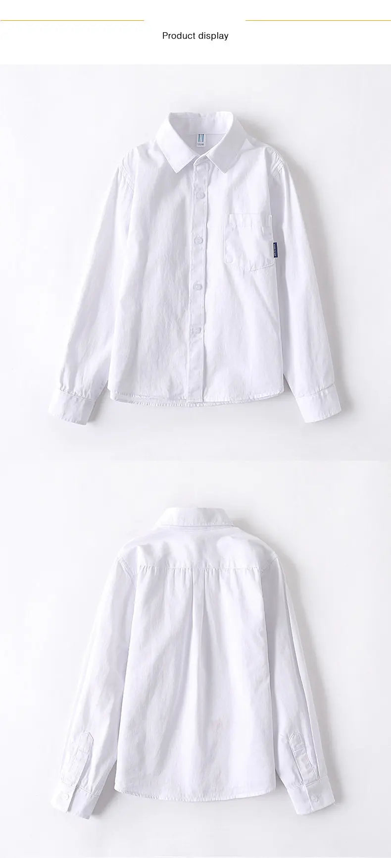 Kids Clothes Girls 8 To 12 Cotton Children Long Sleeve White Shirts Primary School Uniform for Teenage Boys Button Tops 6-16Yrs