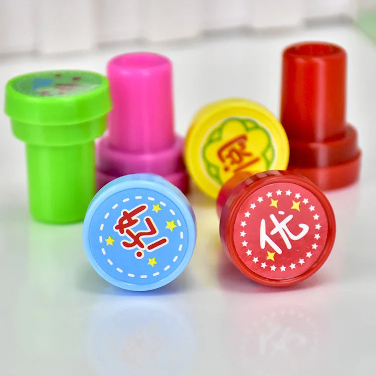 10pcs Assorted Stamps for Kids Self-ink Stamps Children Toy Stamps Smiley Face Seal Scrapbooking DIY Painting Photo Album Decor