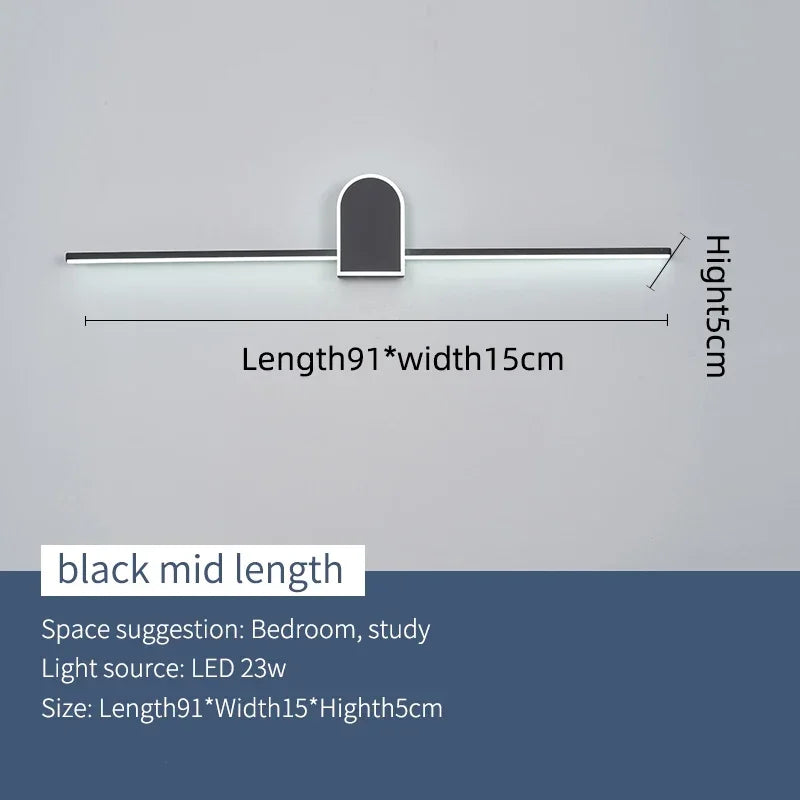 Bathroom Mirror Front Light Modern Led Wall Light Black&White Luminaires Sconce Wall Lamp L70 90 110cm Bathroom Lamp