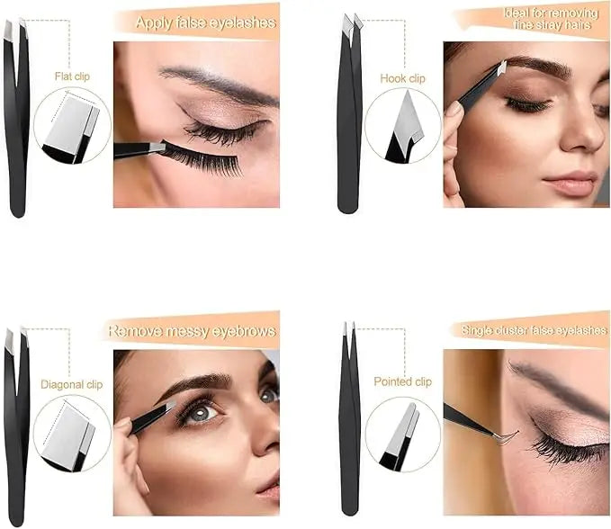 Ouriner Eyebrow Tweezer Colorful Hair Beauty Fine Hairs Puller Stainless Steel Slanted Eye Brow Clips Removal Makeup Tools