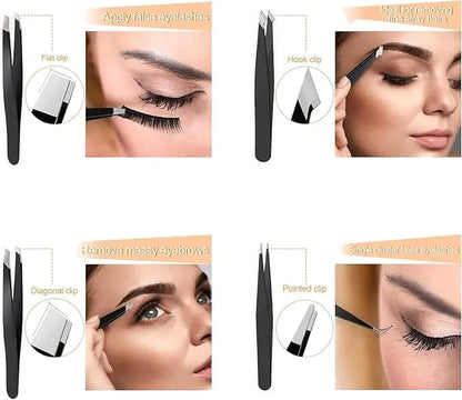 Ouriner Eyebrow Tweezer Colorful Hair Beauty Fine Hairs Puller Stainless Steel Slanted Eye Brow Clips Removal Makeup Tools