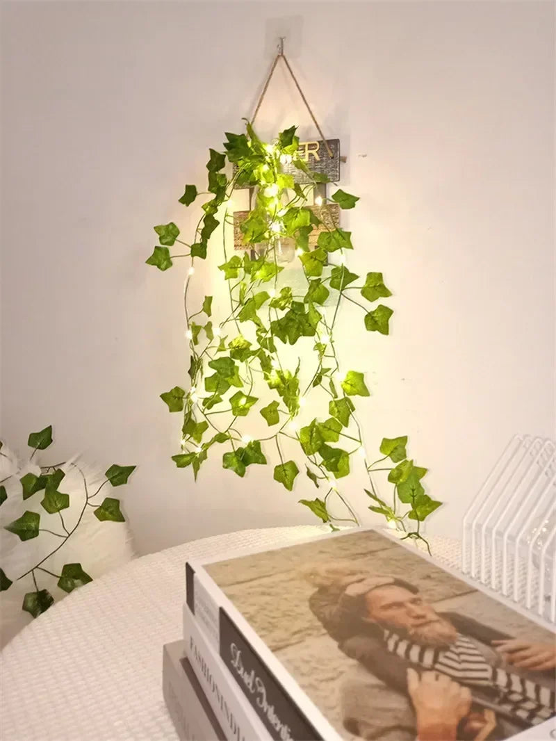 Flower Green Leaf String Lights Artificial Vine Fairy Lights Battery Powered Christmas Tree Garland Light for Weeding Home Decor