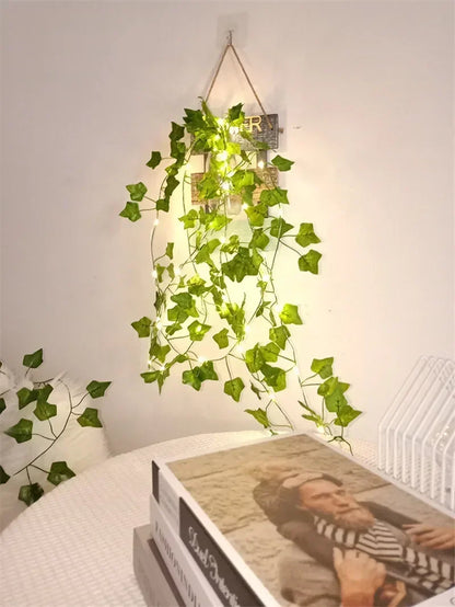 Flower Green Leaf String Lights Artificial Vine Fairy Lights Battery Powered Christmas Tree Garland Light for Weeding Home Decor