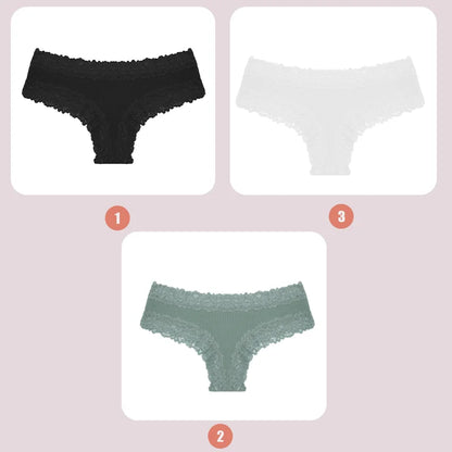 3/5PCS Lace Seamless Cotton Panties Ribbed Brazilian Pants Low Waist Women Panties Breathable Girls Underwear Plus Size Lingerie