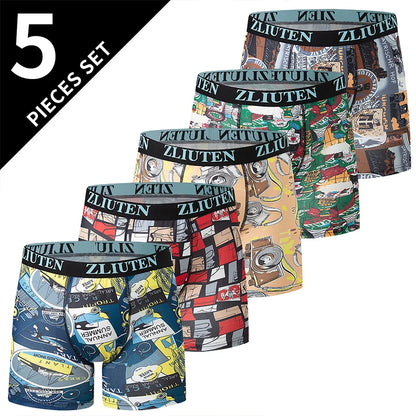 5/10 Pack Multi-size Teenagers To Adults Men's Boyshort Leisure Sports Joker Elastic Waist Long Men's Underwear Can Be Parent-ch