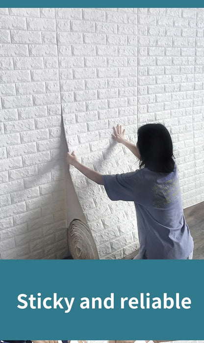 70cmx2m Meter Foam 3D Wall Stickers Self Adhesive Panel Home Decor Living Room Bedroom House Decoration Bathroom Brick Wallpaper