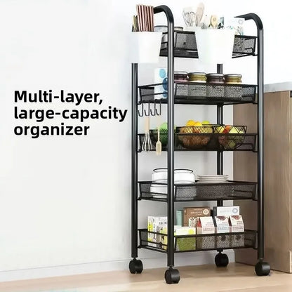 Kitchen Storage Ra Doorstep Drop off Mobile Cart Standalone Floor-Mounted Multi-Functional Organizer for Cooking Utensils