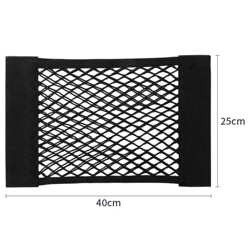 Car Storage Net Stretchable Mesh Pocket Net Magic Elastic Sticker Universal Rear Mesh Trunk Seat Bag Pocket Cage Auto Organizer
