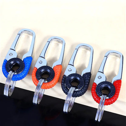 Men's Stainless Steel Keychain Hook Outdoor Carabiner Double Ring Climbing Tool Fishing Key Ring Car Accessories Durable Stylish