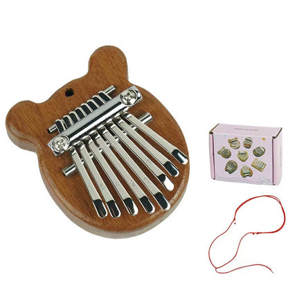 8 Keys Mini Kalimba Wooden Thumb Piano with Lanyard Finger Piano Musical Instrument Portable Exquisite Gift Set for Kids Adults