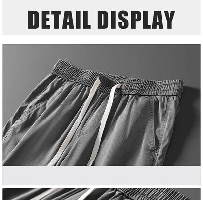 Summer soft Lyocell fabric men's jeans loose straight leg pants drawstring elastic waist Korean casual pants plus size M-5XL